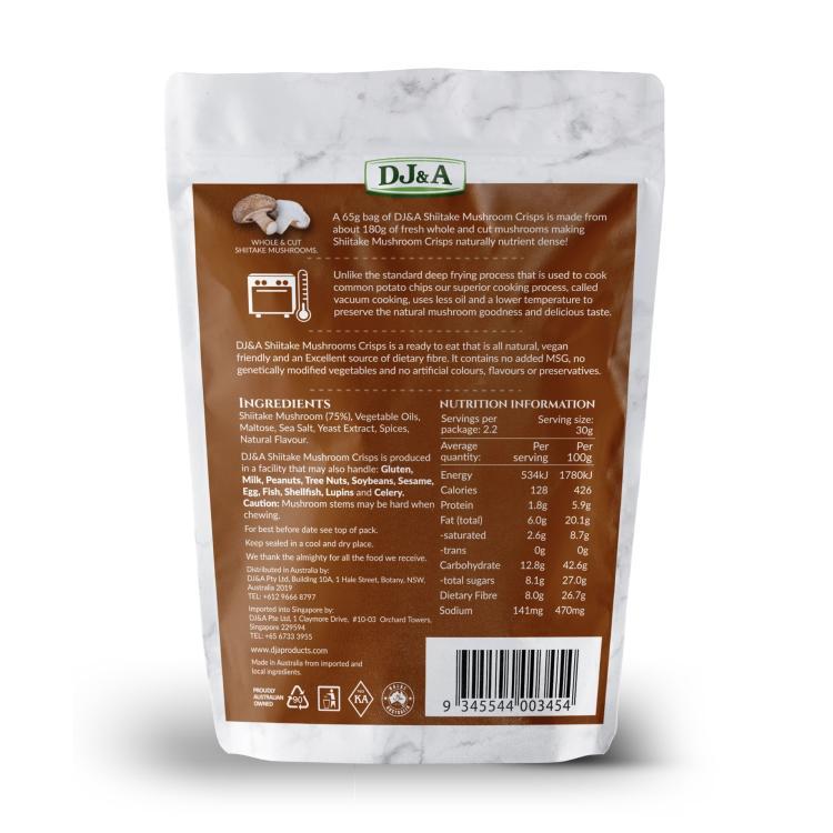 DJ&A Shiitake Mushroom Crisps Seasoned, 65 g