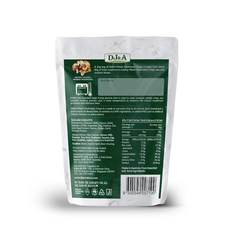 DJ&A Shiitake, Oyster & Nameko Mixed Mushroom Crisps, 30 g