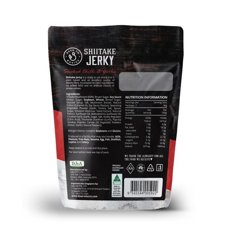 DJ&A Shiitake Mushroom Jerky Smoked Chili & Garlic, 60 g
