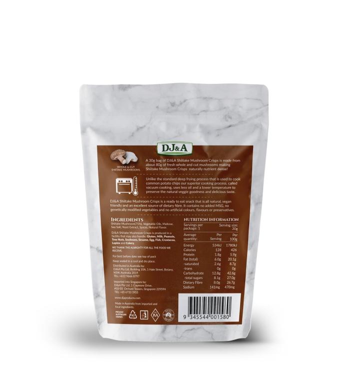 DJ&A Shiitake Mushroom Crisps Seasoned, 30 g