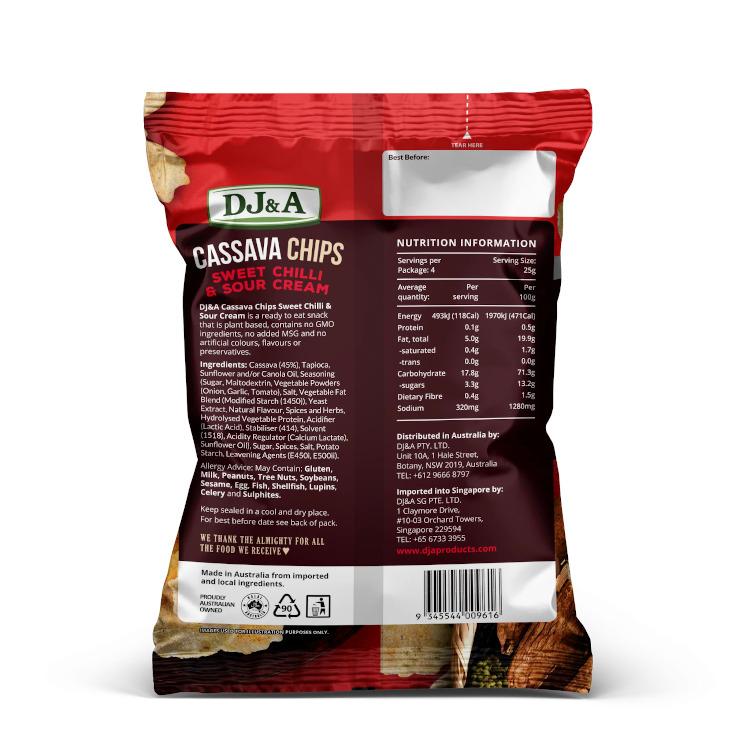 DJ&A Cassava Chips Sweet Chilli & Sour Cream, 100 g