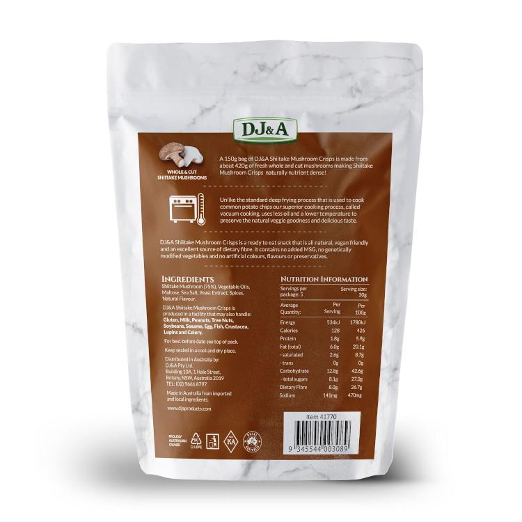 DJ&A Shiitake Mushroom Crisps Seasoned, 150 g