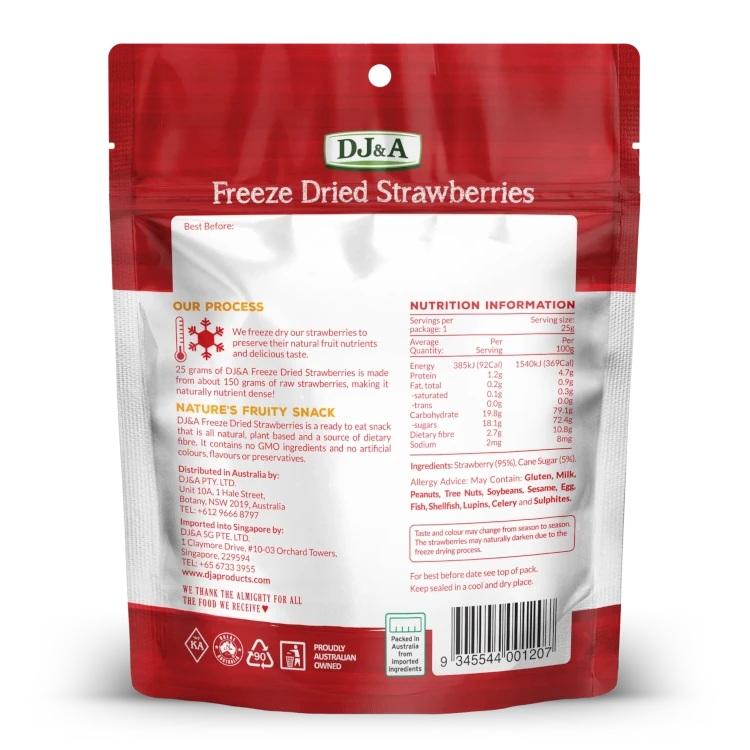 DJ&A Freeze Dried Strawberries, 25 g